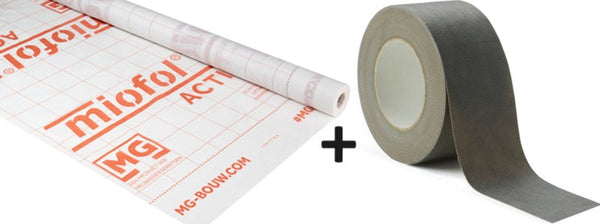 Set Miofol Active (Dampfvariable / Klimafolie) | 1,5x30mtr + Vast-R Polytex Band 75mm x 25m